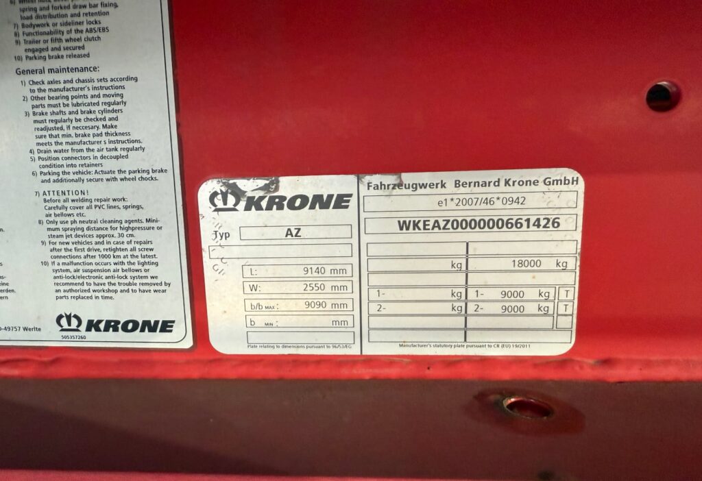 2016 Krone AZ 18F Koffer mit HB