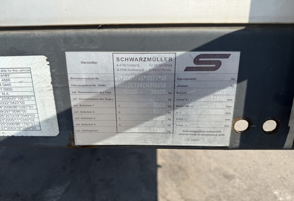 2012 Schwarzmüller SPA 3/E Plane