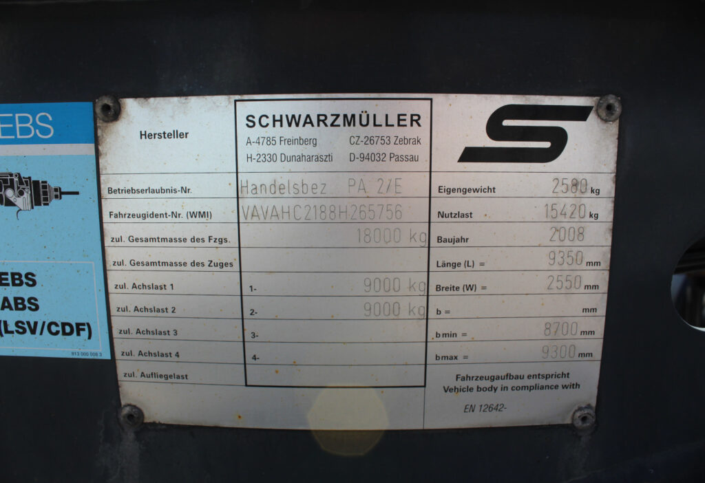Schwarzmueller PA 2/E Chassis Continer BDF Anhänger